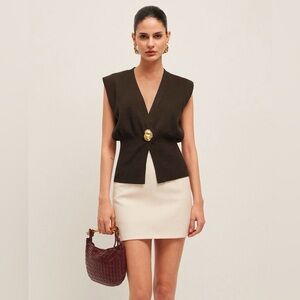 Commense V-Neck Buttoned Detail Sweater Vest - Dark Brown